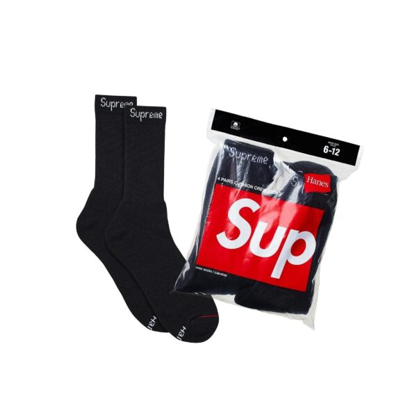 SUPREME SS23 HANES CREW SOCKS (PACK OF 4)-BLACK