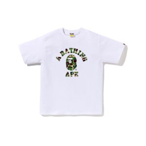 BAPE ABC CAMO COLLEGE LOGO TEE-GREEN/WHITE
