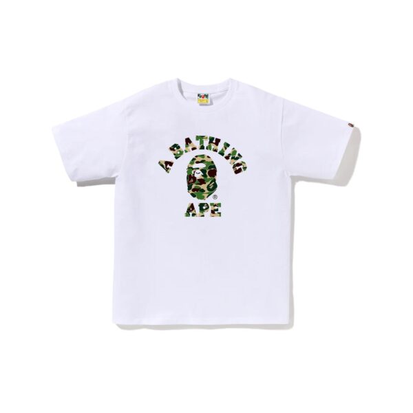 BAPE ABC CAMO COLLEGE LOGO TEE-GREEN/WHITE