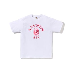 BAPE ABC CAMO COLLEGE LOGO TEE-PINK/WHITE
