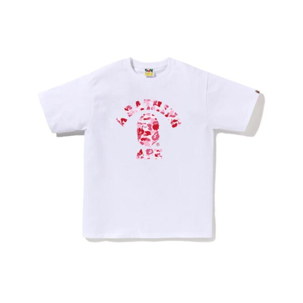 BAPE ABC CAMO COLLEGE LOGO TEE-PINK/WHITE