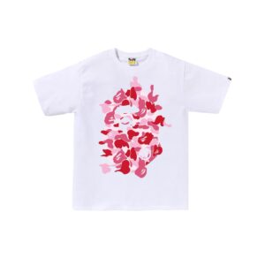 BAPE ABC CAMO REBUILD BIG APE HEAD TEE-PINK/WHITE