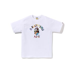 BAPE ART CAMO COLLEGE LOGO TEE-WHITE