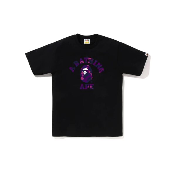 BAPE COLOR CAMO COLLEGE LOGO TEE-PURPLE/BLACK