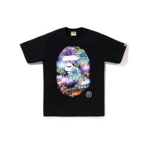 BAPE-FIREWORK-APE-HEAD-PHOTO-TEE--BLACK BAPE FIREWORK APE HEAD PHOTO TEE-BLACK