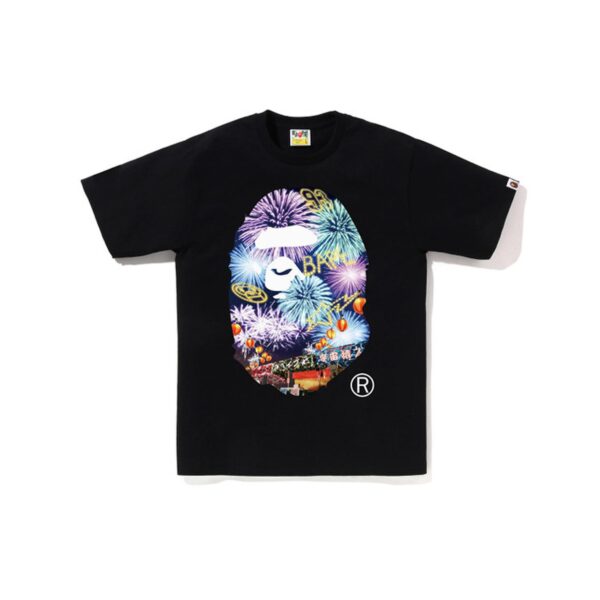 BAPE FIREWORK APE HEAD PHOTO TEE-BLACK