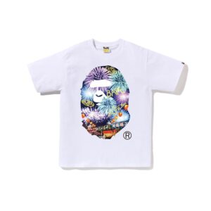 BAPE-FIREWORK-APE-HEAD-PHOTO-TEE--WHITE BAPE FIREWORK APE HEAD PHOTO TEE-WHITE