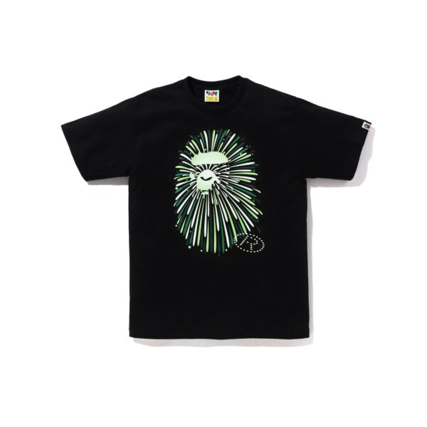 BAPE FIREWORK APE HEAD TEE-GREEN/BLACK