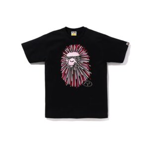 BAPE-FIREWORK-APE-HEAD-TEE--PINK-BLACK BAPE FIREWORK APE HEAD TEE-PINK/BLACK