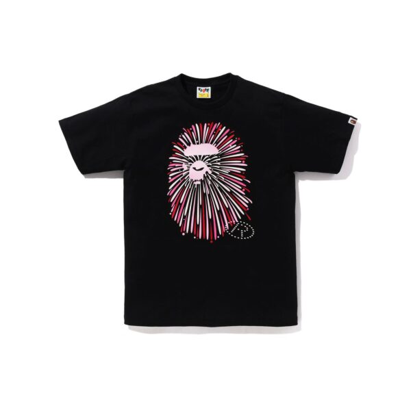BAPE FIREWORK APE HEAD TEE-PINK/BLACK