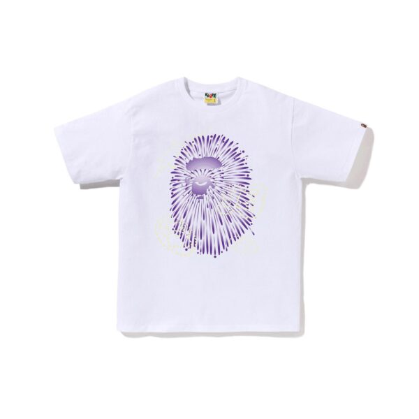 BAPE FIREWORK APE HEAD TEE-PURPLE/WHITE