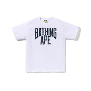 BAPE WILD LEOPARD PATTERN NYC LOGO TEE-WHITE/NAVY