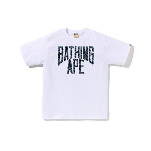 BAPE WILD LEOPARD PATTERN NYC LOGO TEE-WHITE/NAVY