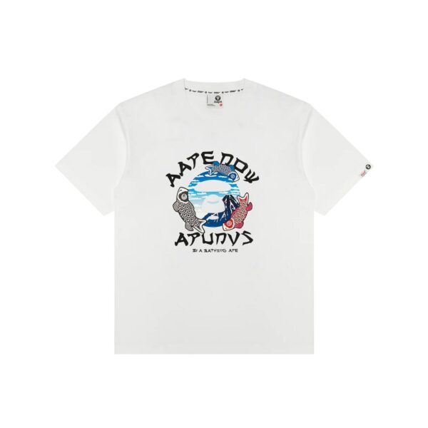 AAPE BASIC APE FACE KOI CARP TEE-WHITE