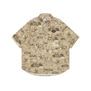 AAPE LOGO EMBROIDERED CAMO POLO BUTTONDOWN-BROWN