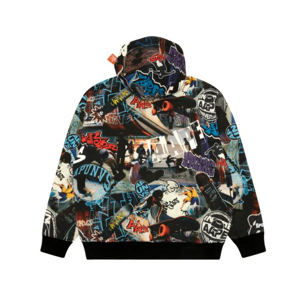 AAPE MOONFACE LOGO GRAFFITI PRINT PULLOVER HOODIE