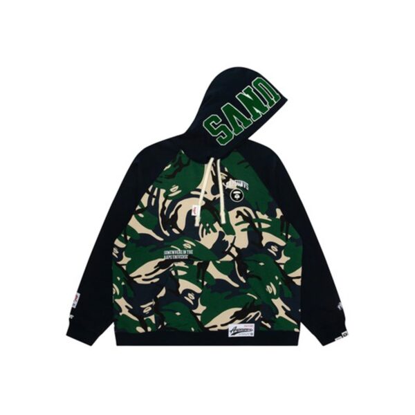 AAPE UNIVERSE MULTI CAMO PRINTED PULLOVER HOODIE NAVY