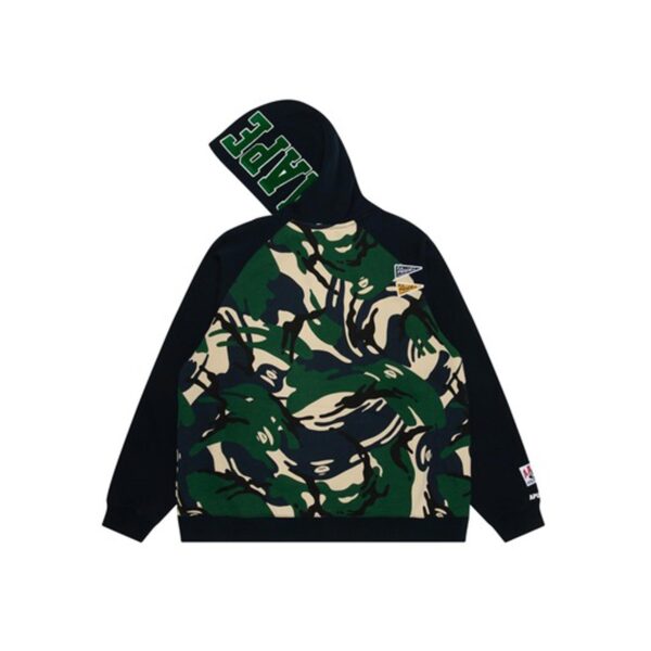 AAPE UNIVERSE MULTI CAMO PRINTED PULLOVER HOODIE NAVY