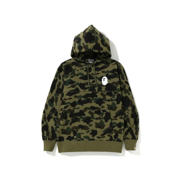 BAPE 1ST CAMO BIG LOGO WIDE PULLOVER HOODIE-GREEN CAMO