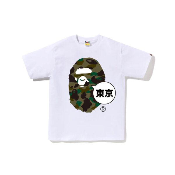 BAPE 1ST CAMO TOKYO APE HEAD TEE-GREEN/WHITE