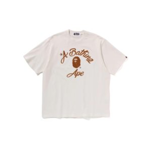BAPE CHAIN STITCH COLLEGE RELAXED FIT TEE-IVORY