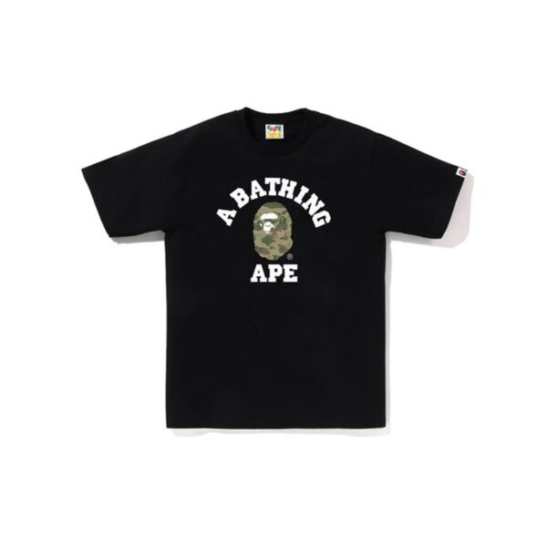 BAPE LAYERED LINE CAMO COLLEGE TEE-BEIGE/BLACK