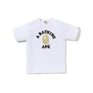 BAPE LOGO MONOGRAM COLLEGE TEE-BEIGE/WHITE