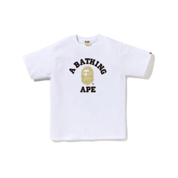 BAPE LOGO MONOGRAM COLLEGE TEE-BEIGE/WHITE