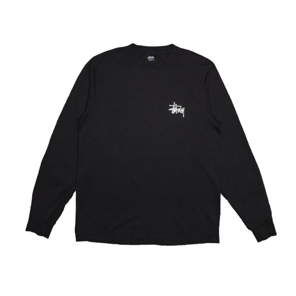 STUSSY BASIC STOCK LOGO PIGMENT DYED LONGSLEEVE TEE-BLACK