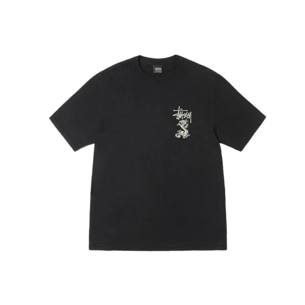 STUSSY DOUBLE DRAGON PIGMENT DYED TEE-BLACK