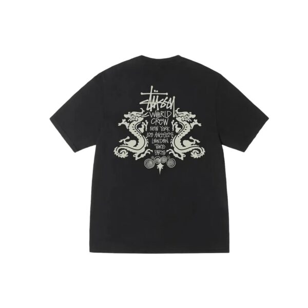 STUSSY DOUBLE DRAGON PIGMENT DYED TEE-BLACK