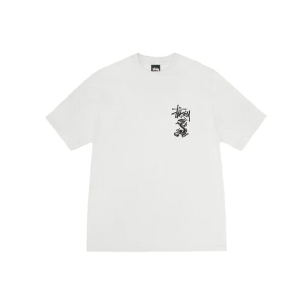STUSSY DOUBLE DRAGON PIGMENT DYED TEE-NATURAL