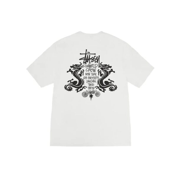 STUSSY DOUBLE DRAGON PIGMENT DYED TEE-NATURAL