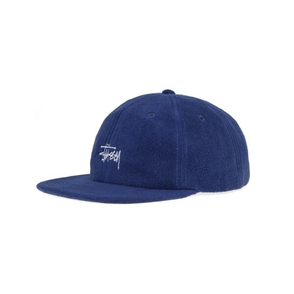 STUSSY POLAR FLEECE STOCK BASIC LOGO STRAP BACK CAP-NAVY