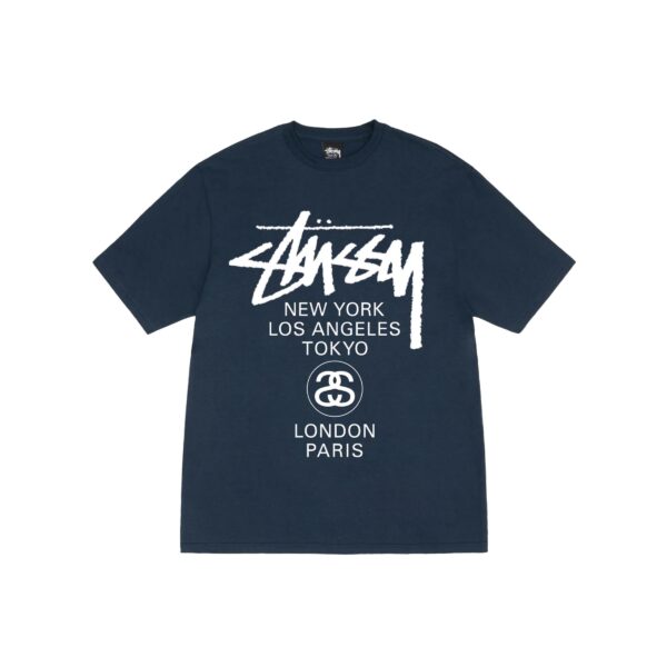 STUSSY WORLD TOUR TEE-NAVY