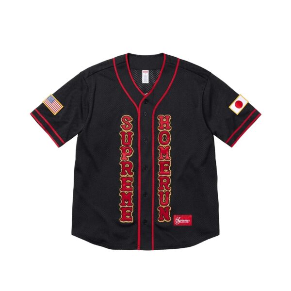 SUPREME SS25 HOMERUN BASEBALL JERSEY-RED/BLACK